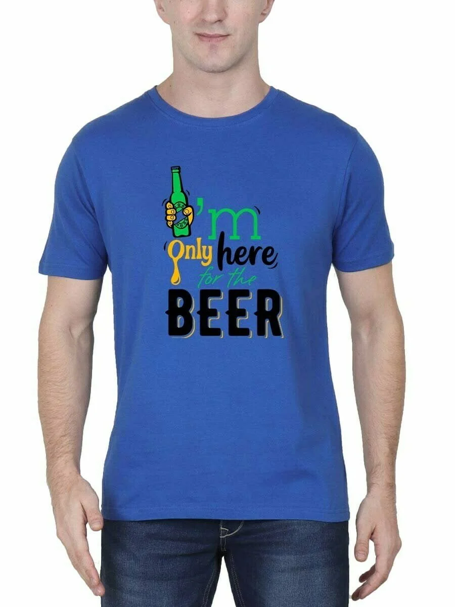 I'm Here For The Beer Royal Blue T-Shirt - DrunkenMonk.in