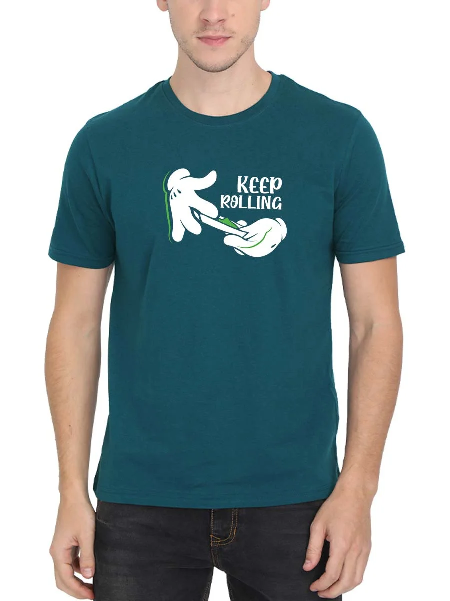 Keep Rolling Petrol Stoner T-Shirt - DrunkenMonk.in