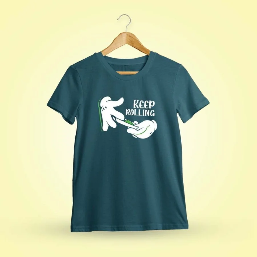 Keep Rolling Petrol Stoner T-Shirt - DrunkenMonk.in