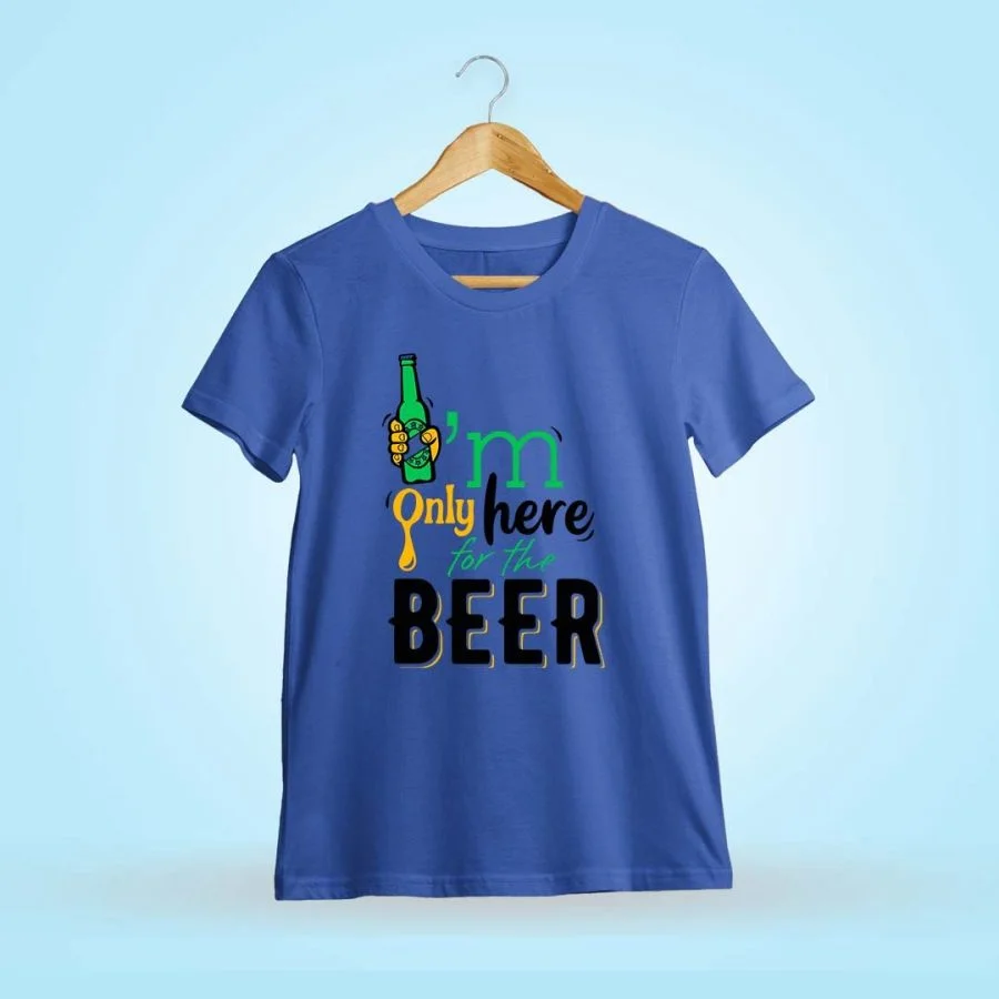 I'm Here For The Beer Royal Blue T-Shirt - DrunkenMonk.in