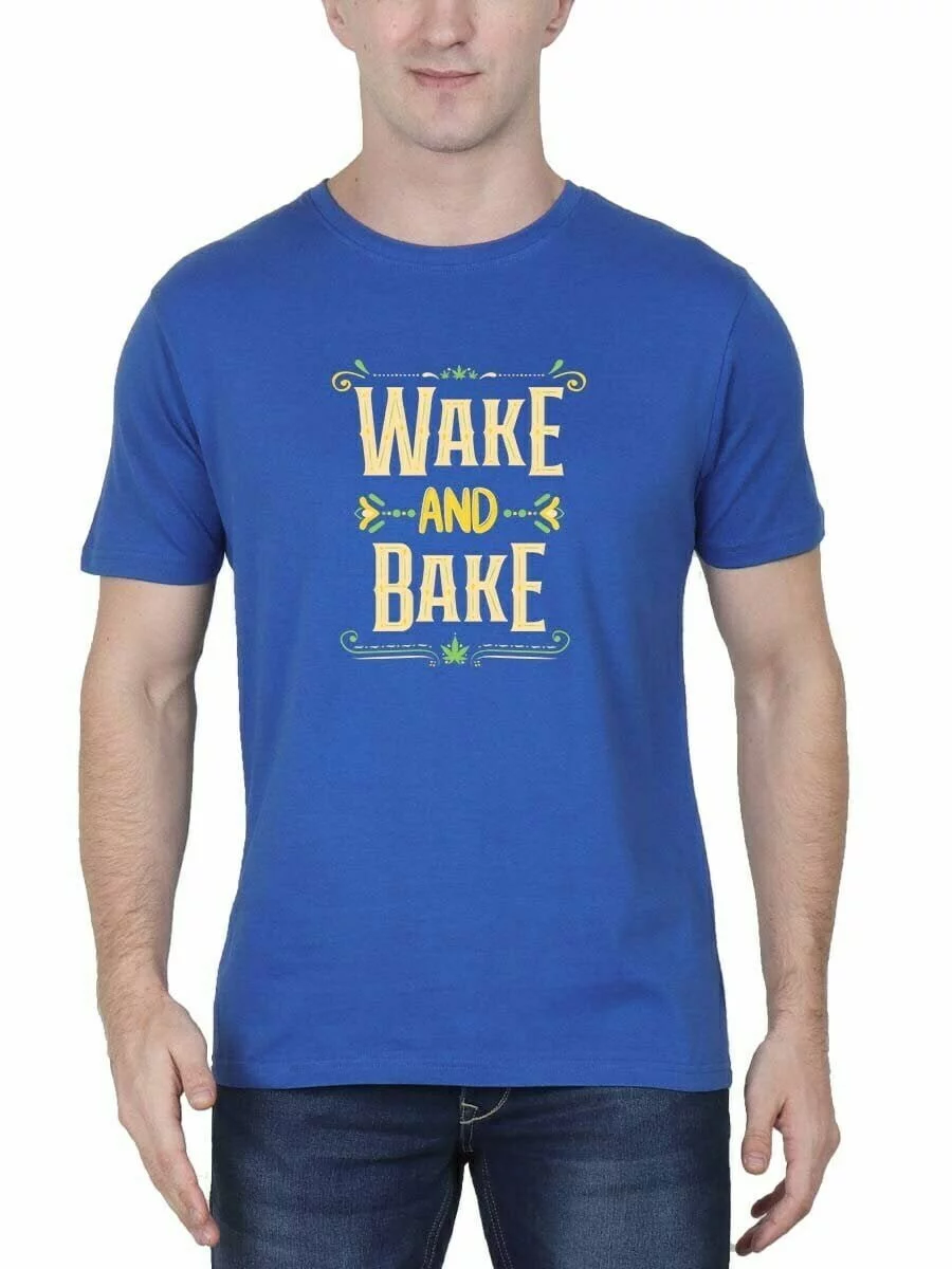 Wake And Bake Typo Royal Blue T-Shirt