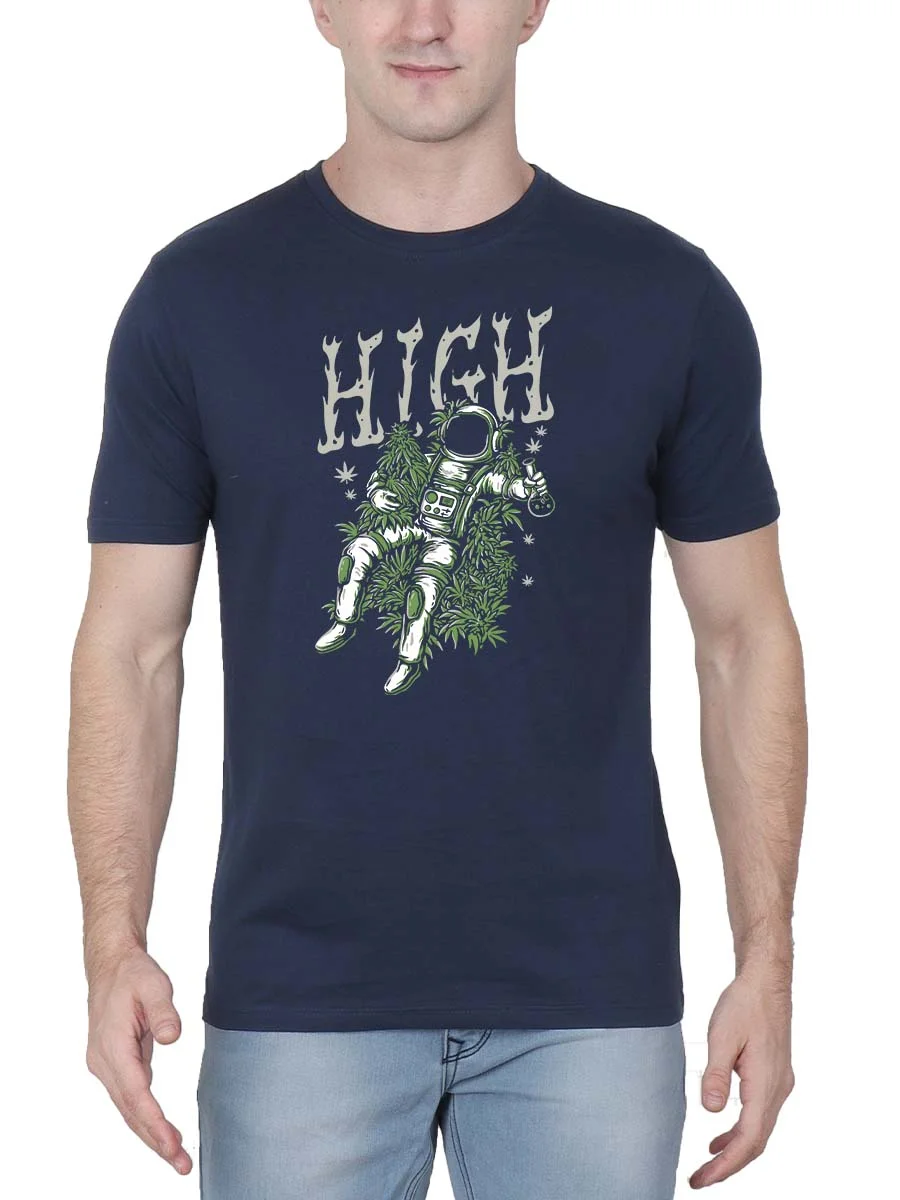 High Men Half Sleeve Navy blue T-Shirt