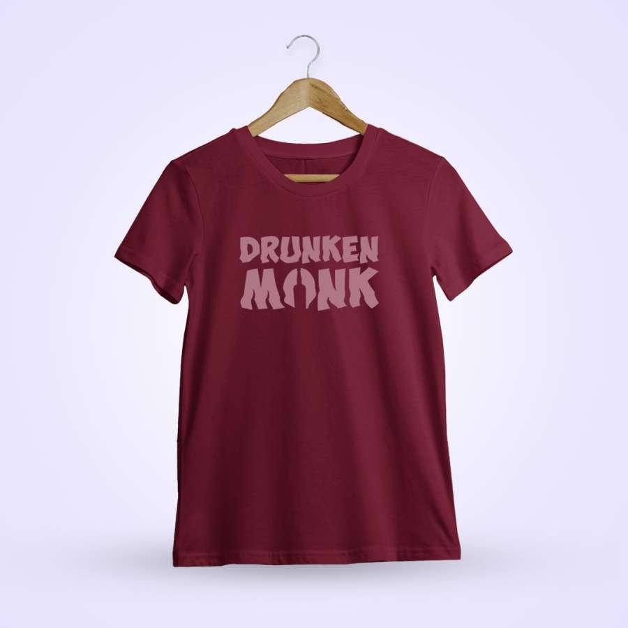 DrunkenMonk Branded Shaky Maroon T-Shirt - DrunkenMonk.in