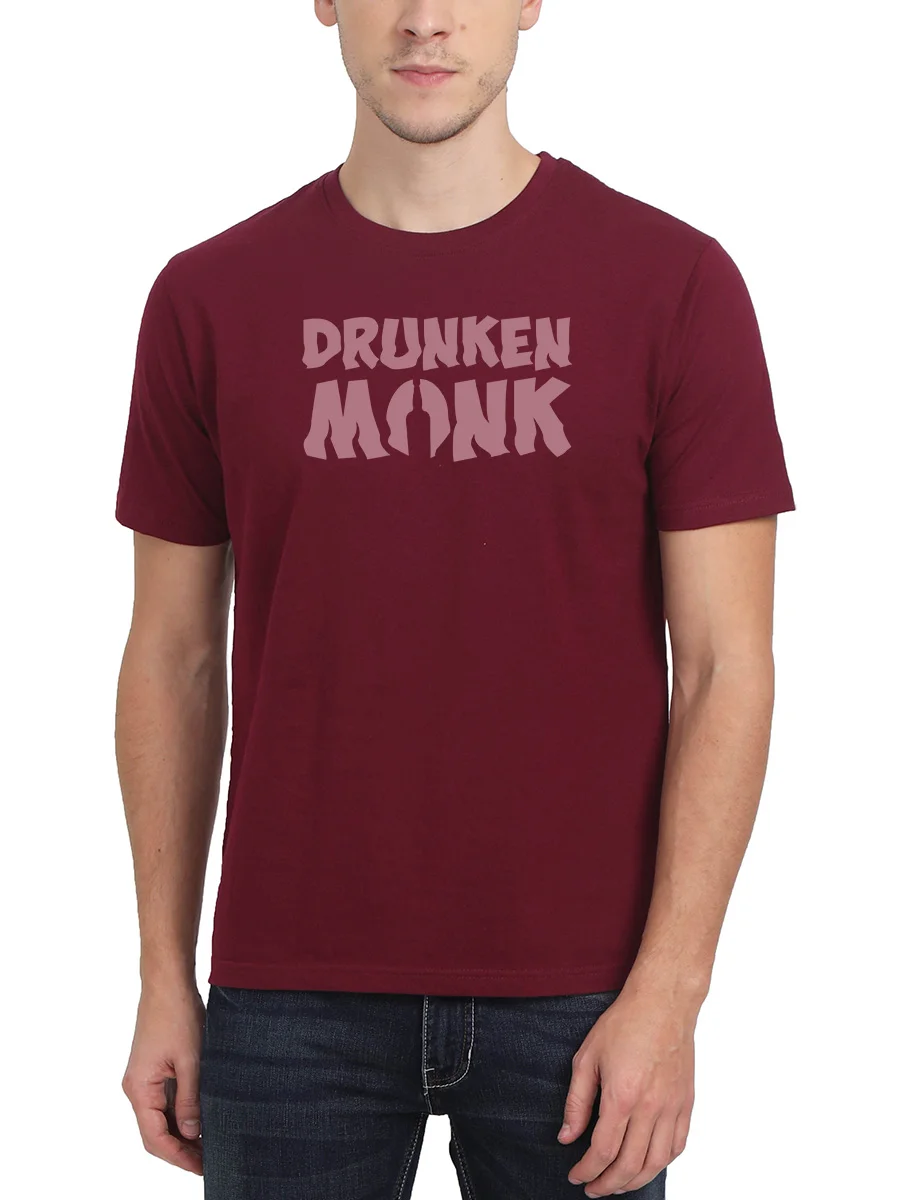 DrunkenMonk Branded Shaky Maroon T-Shirt