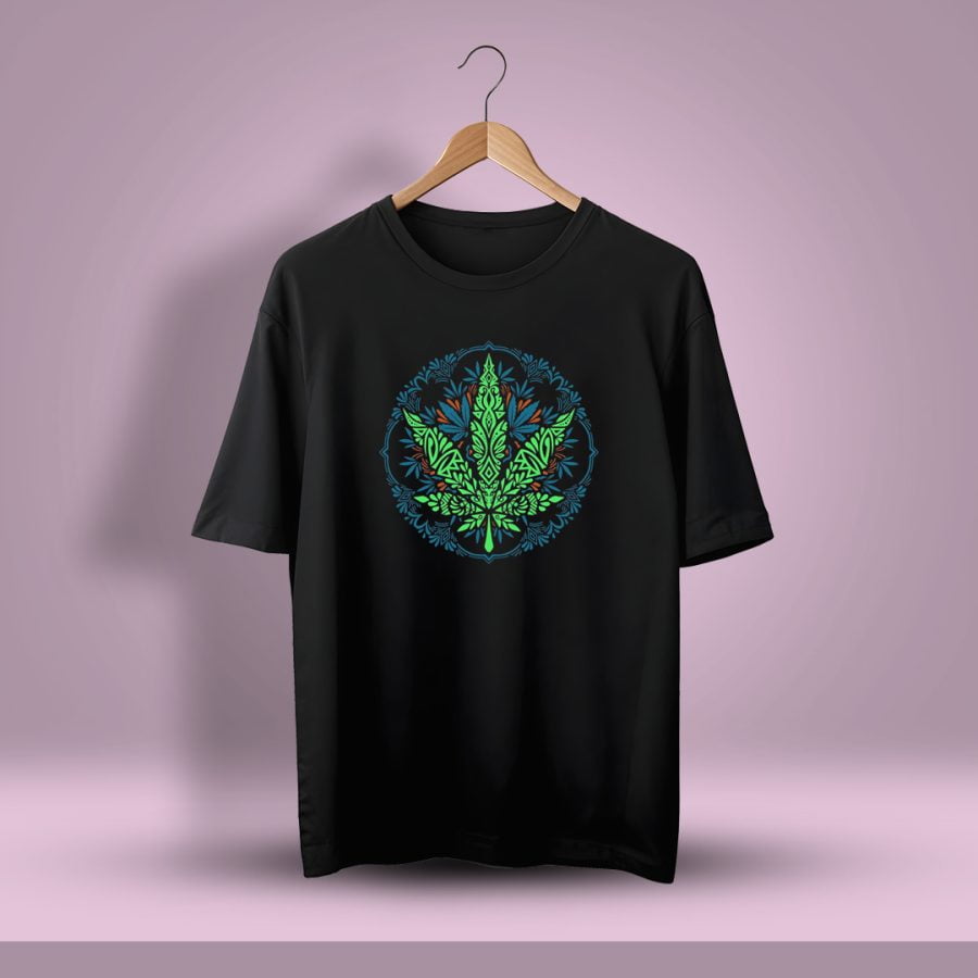 Psychedelic Leaf Oversized T-Shirt - DrunkenMonk.in